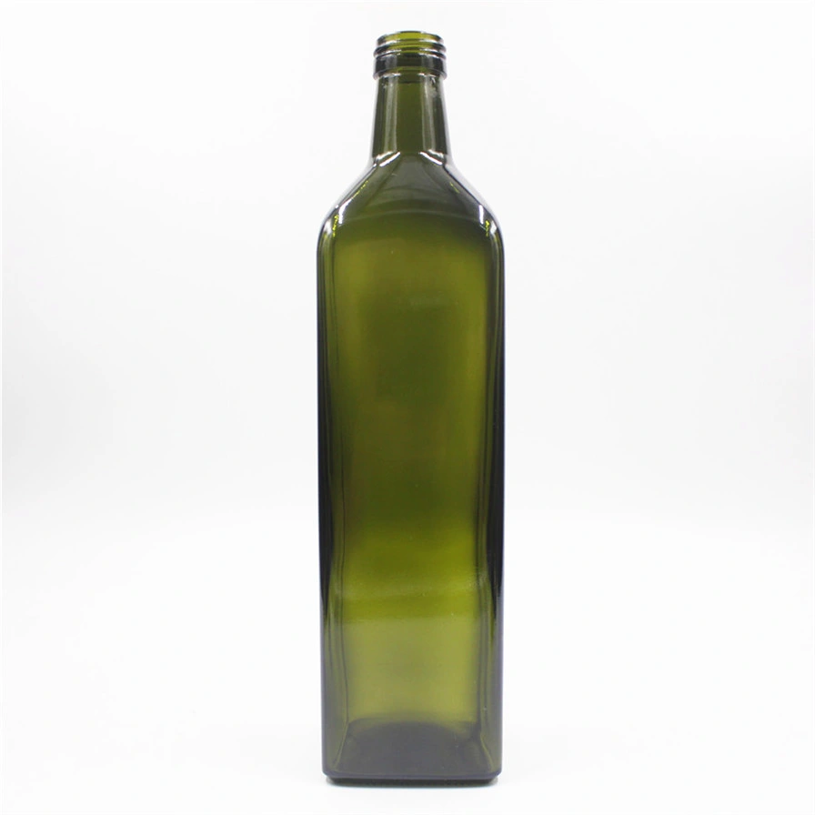 Food Grade 250ml 500ml 750ml 1L Empty Square Antique Green Marasca 1 Liter Olive Oil Glass Bottle