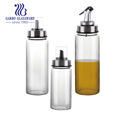 Bouteille d'huile en verre borosilicaté de cuisine en gros Cruet 500ml Distributeur d'huile Bouteille d'huile d'olive en verre