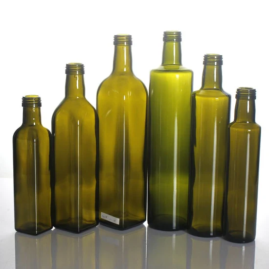 100 ml 250 ml 500 ml 750 ml 1000 ml bouteille en verre carrée bouteille d'huile d'olive bouteille d'huile et de vinaigre vert foncé avec verseurs